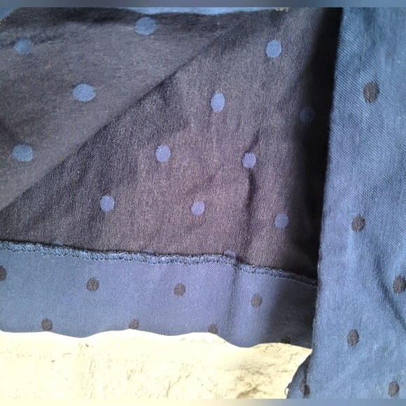 Navy Stretch Midi Skirt with Dark Navy Polka Dots - Picture 5 of 5